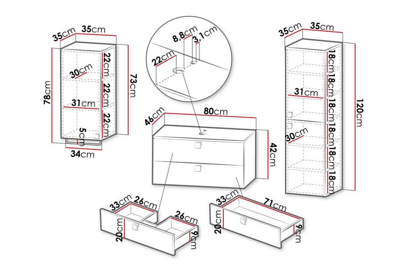 Glenndale Badrumsmöbelset - Svart - Kompletta möbelpaket badrum