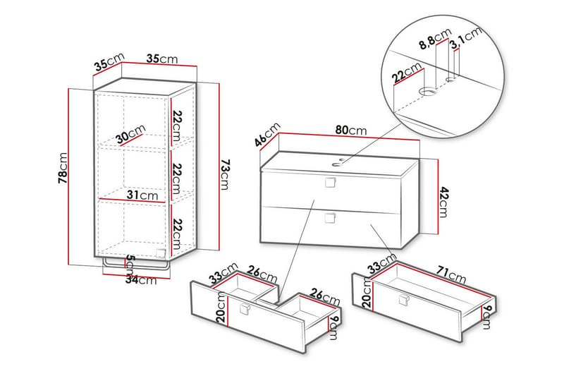 Glenndale Badrumsmöbelset - Svart - Kompletta möbelpaket badrum