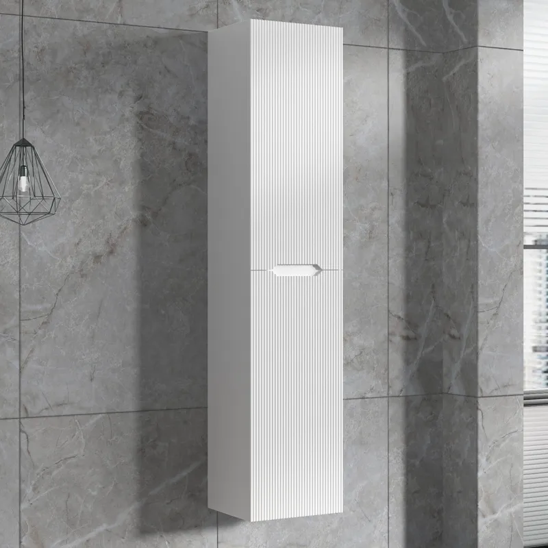 Högskåp badrum 160x35cm | Vägghängt | Tuba - Vit, undefined