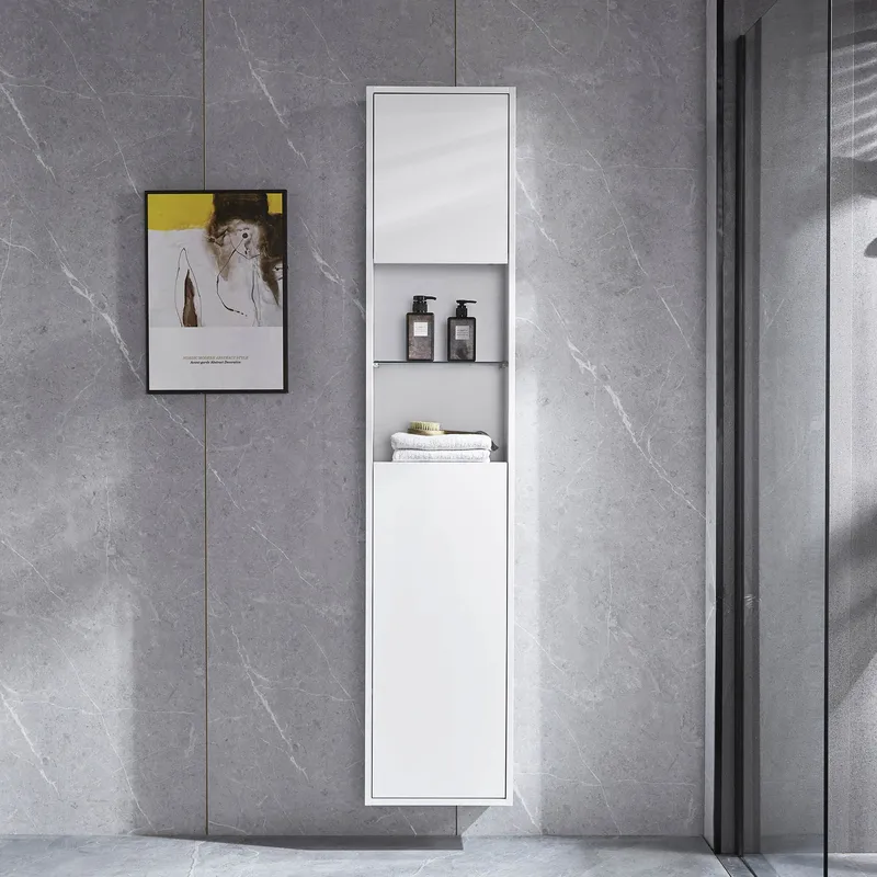 Högskåp badrum 170x35cm | Skåp & öppna hyllplan | Vit, undefined