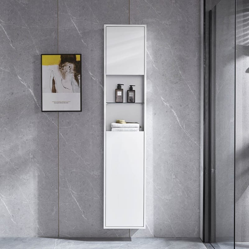 Högskåp badrum 170x35cm | Skåp & öppna hyllplan | Vit, undefined