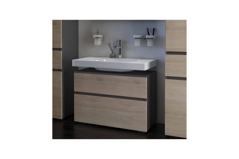 Högskåp till badrum Loft24 Tvättställsskåp Wisla Graphite Grey, Dark Colored Wood - Hus & renovering - Kök & bad - Badrum - Badrumsmöbler & badrumsinredning - Badrumsskåp