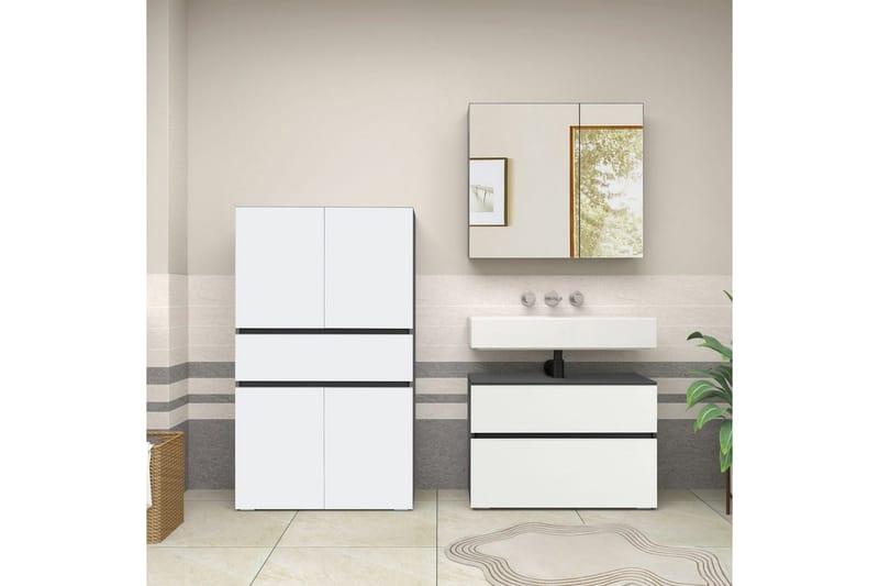 Högskåp till badrum Loft24 Wisla Högskåp till Badrum 130x76x35 cm Grå - Hus & renovering - Kök & bad - Badrum - Badrumsmöbler & badrumsinredning - Badrumsskåp