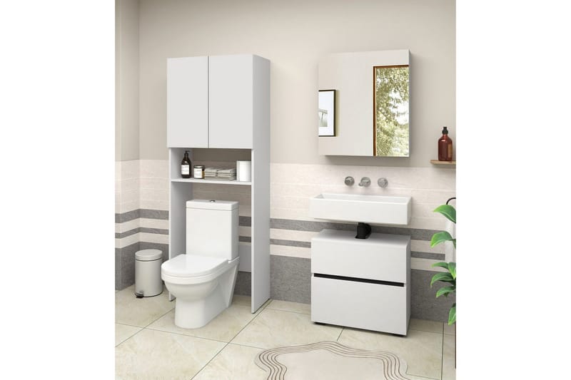 Högskåp till badrum Loft24 Wisla Högskåp till Badrum 180x68x37 cm Vit - Hus & renovering - Kök & bad - Badrum - Badrumsmöbler & badrumsinredning - Badrumsskåp