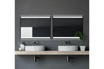 Knutby Badrumsspegel 80x60 cm LED-belysning - Svart - Hus & renovering - Kök & bad - Badrum - Badrumsmöbler & badrumsinredning - Badrumsspegel