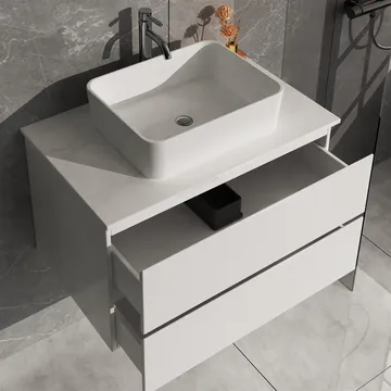Kommod 80cm | Med tvättställ | Nimbus vit - Hus & renovering - Kök & bad - Badrum - Badrumsmöbler & badrumsinredning - Tvättställsskåp & kommod