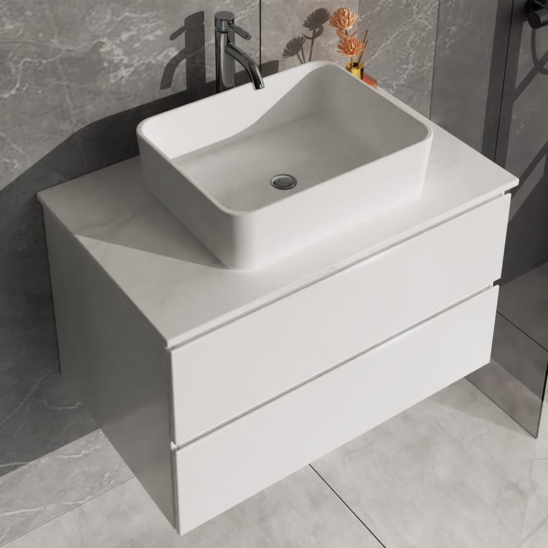 Kommod 80cm | Med tvättställ | Nimbus vit - Hus & renovering - Kök & bad - Badrum - Badrumsmöbler & badrumsinredning - Tvättställsskåp & kommod