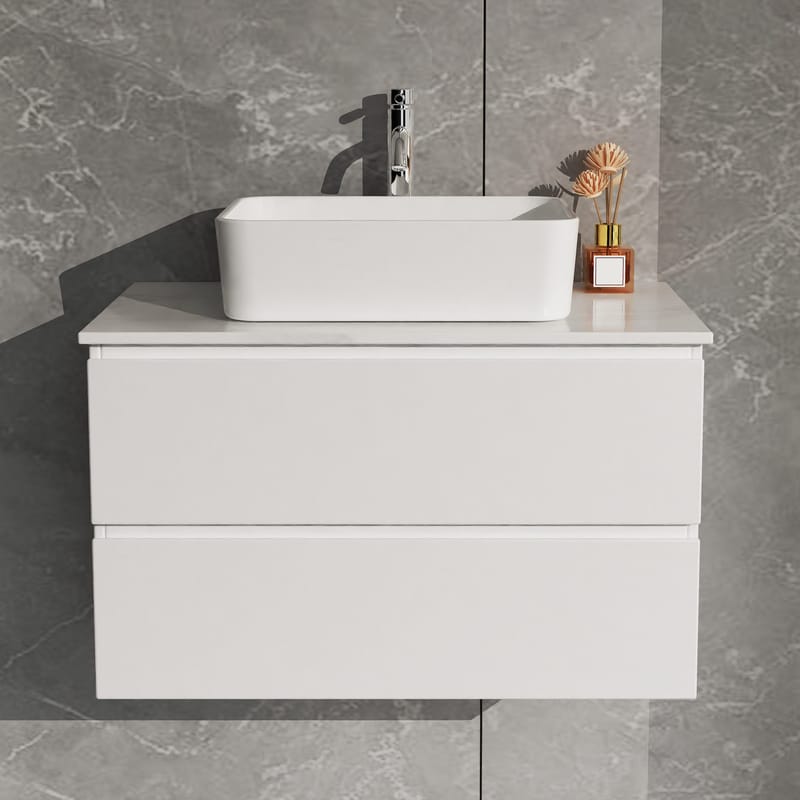 Kommod 80cm | Med tvättställ | Nimbus vit - Hus & renovering - Kök & bad - Badrum - Badrumsmöbler & badrumsinredning - Tvättställsskåp & kommod