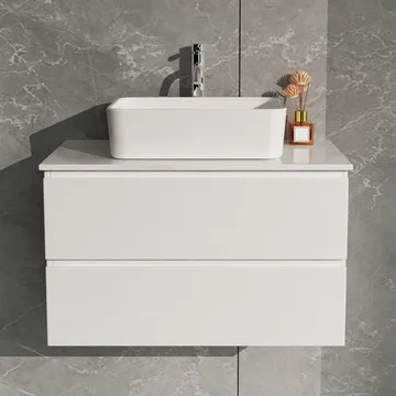 Kommod 80cm | Med tvättställ | Nimbus vit - Hus & renovering - Kök & bad - Badrum - Badrumsmöbler & badrumsinredning - Tvättställsskåp & kommod