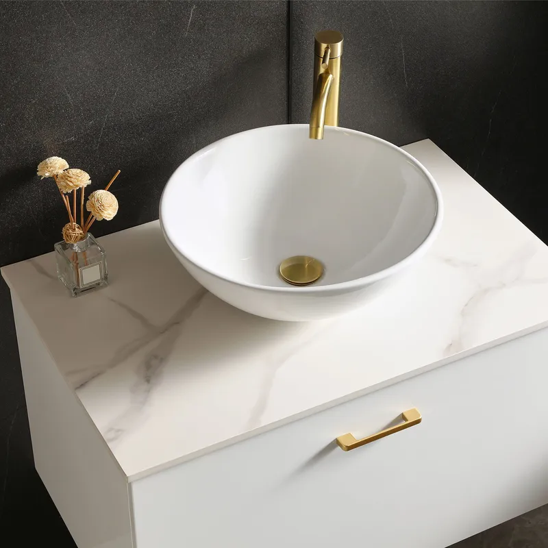 Kommod med tvättställ 60cm | Bänkskiva i sten | Cumulus vit - Hus & renovering - Kök & bad - Badrum - Badrumsmöbler & badrumsinredning - Tvättställsskåp & kommod