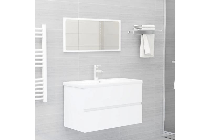 Badrumsmöbler 2 delar set vit spånskiva - Vit - Hus & renovering - Kök & bad - Badrum - Badrumsmöbler & badrumsinredning - Kompletta möbelpaket badrum