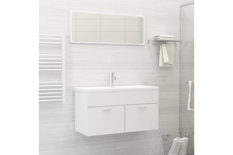 Badrumsmöbler 2 delar set vit spånskiva - Vit - Hus & renovering - Kök & bad - Badrum - Badrumsmöbler & badrumsinredning - Kompletta möbelpaket badrum