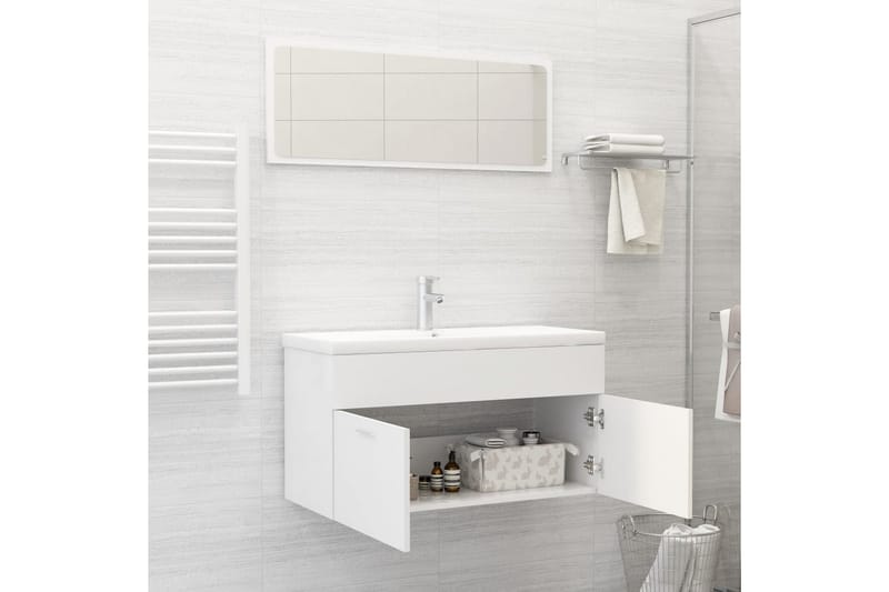 Badrumsmöbler 2 delar set vit spånskiva - Vit - Hus & renovering - Kök & bad - Badrum - Badrumsmöbler & badrumsinredning - Kompletta möbelpaket badrum