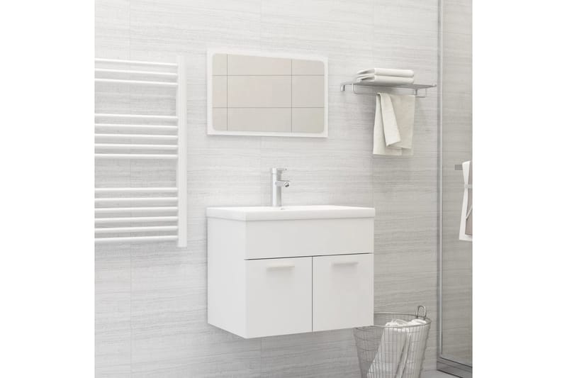 Badrumsmöbler 2 delar set vit spånskiva - Vit - Hus & renovering - Kök & bad - Badrum - Badrumsmöbler & badrumsinredning - Kompletta möbelpaket badrum