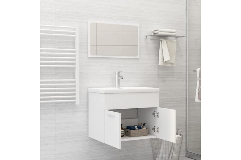 Badrumsmöbler 2 delar set vit spånskiva - Vit - Hus & renovering - Kök & bad - Badrum - Badrumsmöbler & badrumsinredning - Kompletta möbelpaket badrum