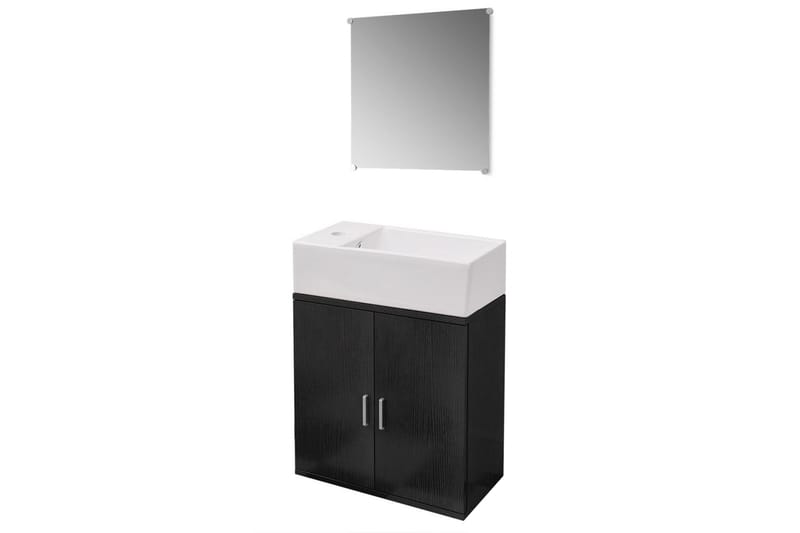 Badrumsmöbler 3 delar inklusive handfat svart - Svart - Hus & renovering - Kök & bad - Badrum - Badrumsmöbler & badrumsinredning - Kompletta möbelpaket badrum