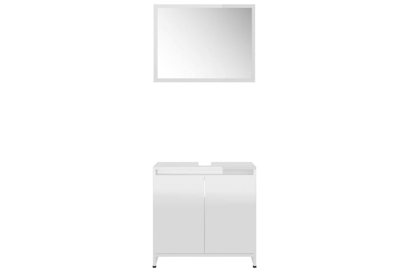 Badrumsmöbler 3 delar vit högglans spånskiva - Vit - Kompletta möbelpaket badrum