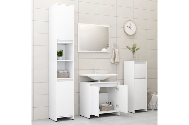 Badrumsmöbler 3 delar vit spånskiva - Vit - Hus & renovering - Kök & bad - Badrum - Badrumsmöbler & badrumsinredning - Kompletta möbelpaket badrum