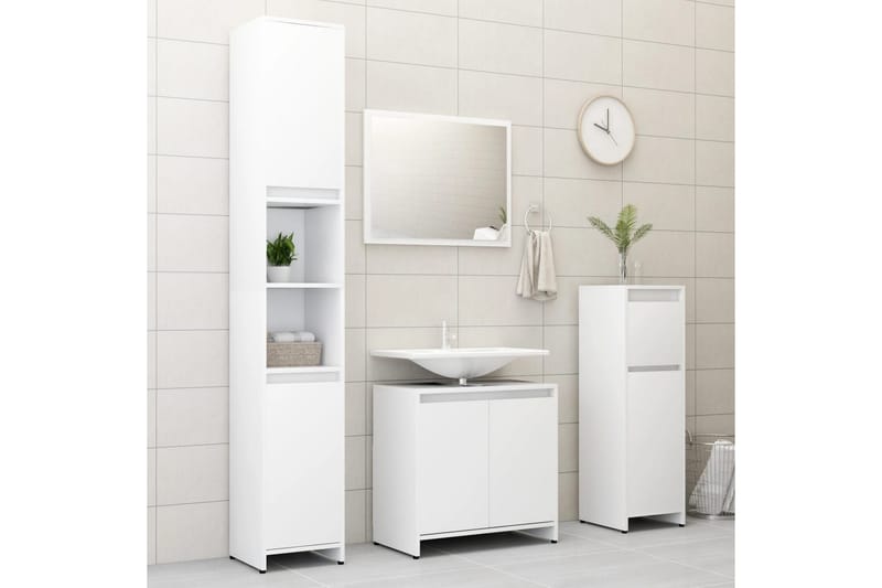 Badrumsmöbler 3 delar vit spånskiva - Vit - Kompletta m�öbelpaket badrum