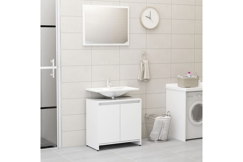 Badrumsmöbler 3 delar vit spånskiva - Vit - Hus & renovering - Kök & bad - Badrum - Badrumsmöbler & badrumsinredning - Kompletta möbelpaket badrum