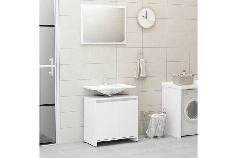 Badrumsmöbler 3 delar vit spånskiva - Vit - Hus & renovering - Kök & bad - Badrum - Badrumsmöbler & badrumsinredning - Kompletta möbelpaket badrum