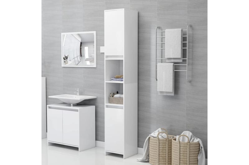 Badrumsmöbler 3 delar vit spånskiva - Vit - Hus & renovering - Kök & bad - Badrum - Badrumsmöbler & badrumsinredning - Kompletta möbelpaket badrum