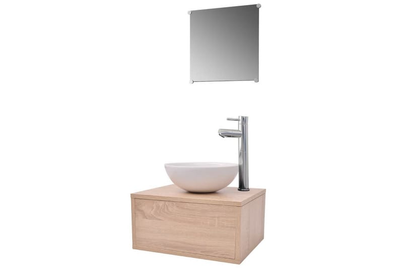 Badrumsmöbler med handfat och kran beige 4 delar - Beige - Hus & renovering - Kök & bad - Badrum - Badrumsmöbler & badrumsinredning - Kompletta möbelpaket badrum