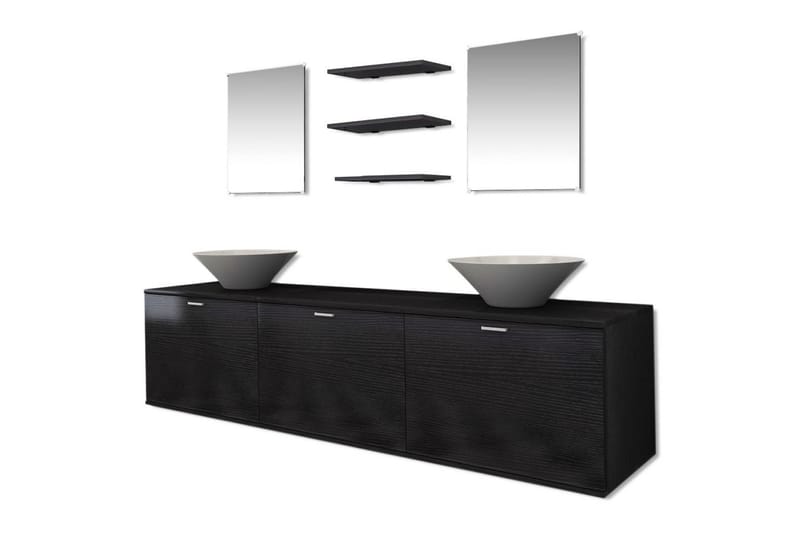 Badrumsmöbler med handfat och kran svart 10 delar - Svart - Hus & renovering - Kök & bad - Badrum - Badrumsmöbler & badrumsinredning - Kompletta möbelpaket badrum
