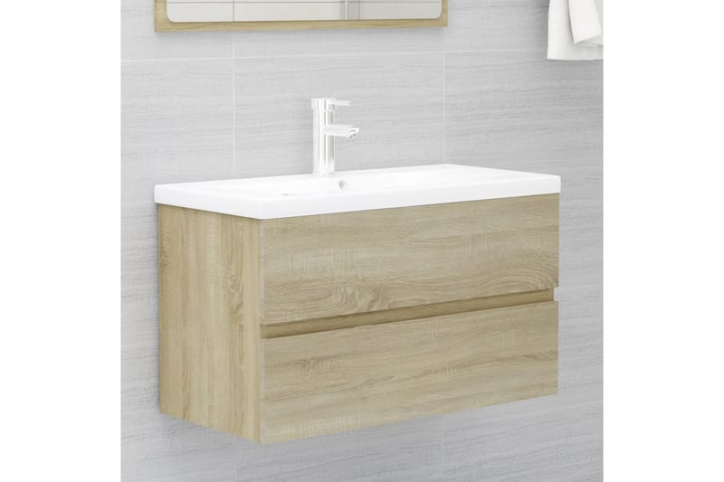 Badrumsmöbler set 2 delar sonoma-ek spånskiva - Brun - Hus & renovering - Kök & bad - Badrum - Badrumsmöbler & badrumsinredning - Kompletta möbelpaket badrum