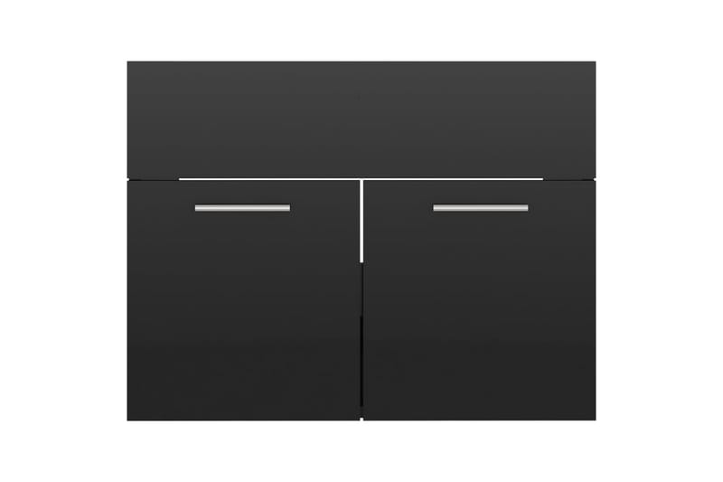 Badrumsmöbler set 2 delar svart högglans spånskiva - Svart - Kompletta möbelpaket badrum
