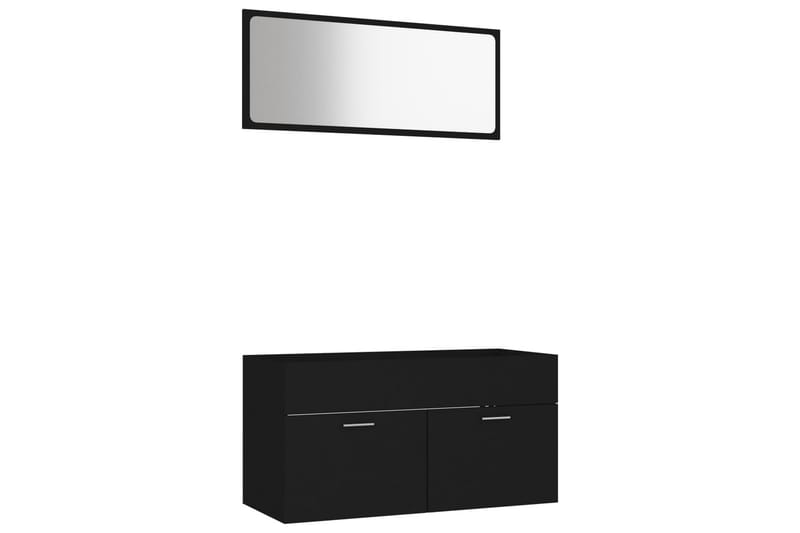 Badrumsmöbler set 2 delar svart spånskiva - Svart - Hus & renovering - Kök & bad - Badrum - Badrumsmöbler & badrumsinredning - Kompletta möbelpaket badrum