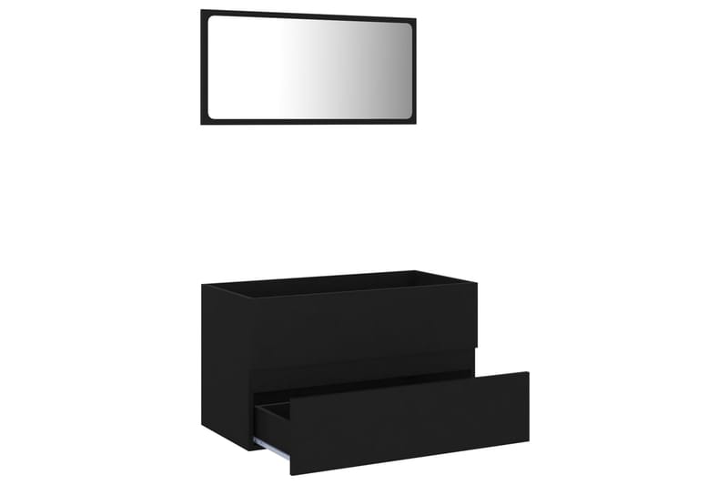 Badrumsmöbler set 2 delar svart spånskiva - Svart - Hus & renovering - Kök & bad - Badrum - Badrumsmöbler & badrumsinredning - Kompletta möbelpaket badrum