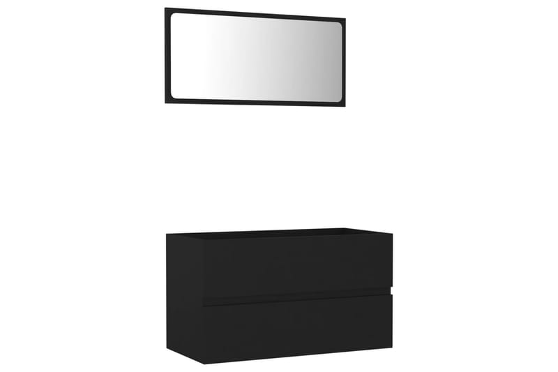 Badrumsmöbler set 2 delar svart spånskiva - Svart - Hus & renovering - Kök & bad - Badrum - Badrumsmöbler & badrumsinredning - Kompletta möbelpaket badrum