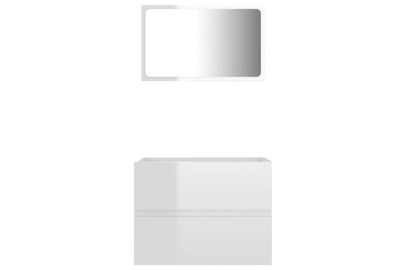 Badrumsmöbler set 2 delar vit högglans spånskiva - Vit - Kompletta möbelpaket badrum