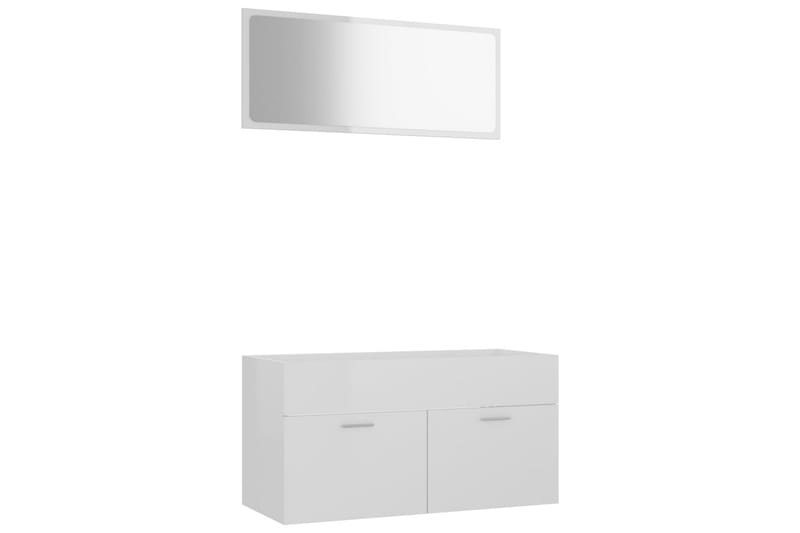 Badrumsmöbler set 2 delar vit högglans spånskiva - Vit - Hus & renovering - Kök & bad - Badrum - Badrumsmöbler & badrumsinredning - Kompletta möbelpaket badrum
