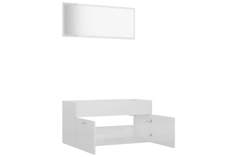 Badrumsmöbler set 2 delar vit högglans spånskiva - Vit - Hus & renovering - Kök & bad - Badrum - Badrumsmöbler & badrumsinredning - Kompletta möbelpaket badrum