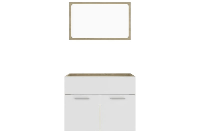 Badrumsmöbler set 2 delar vit och sonoma-ek spånskiva - Vit - Kompletta möbelpaket badrum