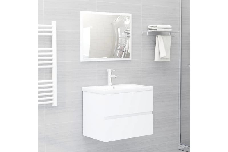 Badrumsmöbler set 2 delar vit spånskiva - Vit - Hus & renovering - Kök & bad - Badrum - Badrumsmöbler & badrumsinredning - Kompletta möbelpaket badrum