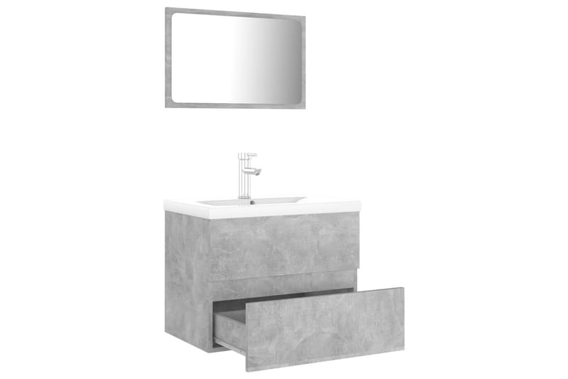 Badrumsmöbler set betonggrå spånskiva - Grå - Hus & renovering - Kök & bad - Badrum - Badrumsmöbler & badrumsinredning - Kompletta möbelpaket badrum