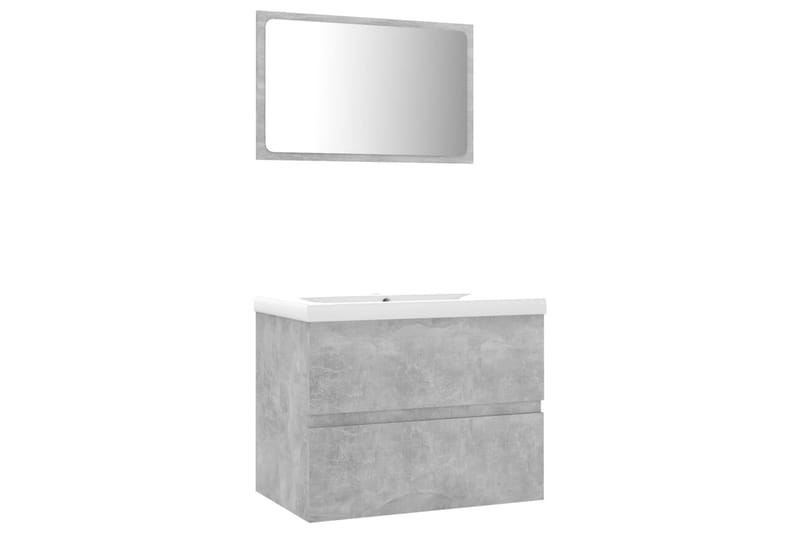 Badrumsmöbler set betonggrå spånskiva - Grå - Hus & renovering - Kök & bad - Badrum - Badrumsmöbler & badrumsinredning - Kompletta möbelpaket badrum