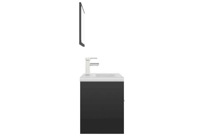 Badrumsmöbler set svart högglans spånskiva - Svart - Kompletta möbelpaket badrum