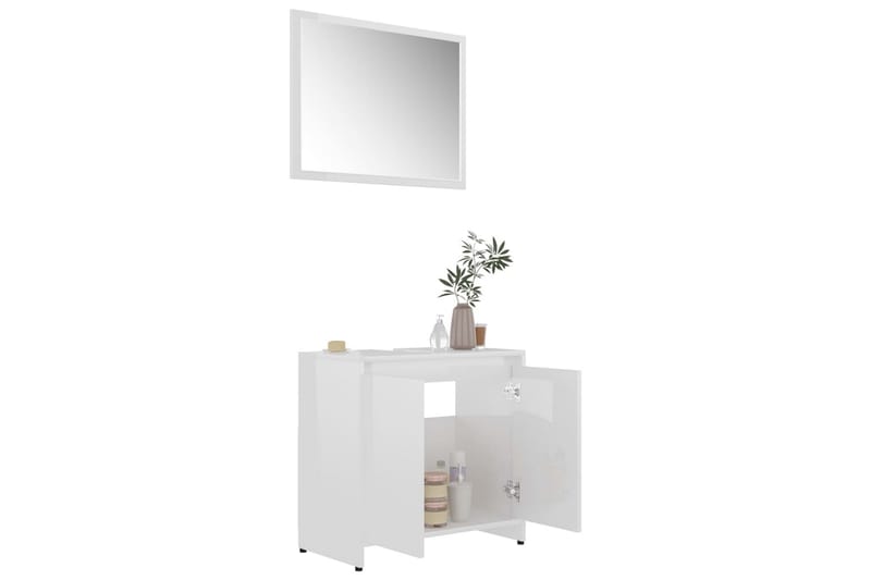 Badrumsmöbler set vit högglans spånskiva - Vit - Kompletta möbelpaket badrum