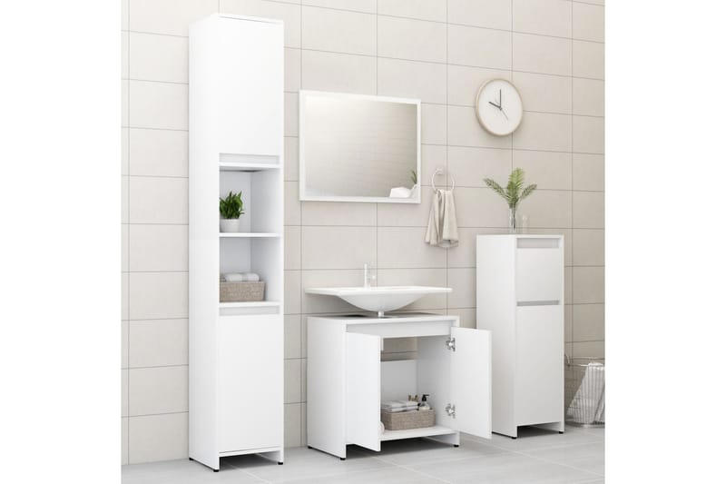 Badrumsmöbler set vit spånskiva - Vit - Hus & renovering - Kök & bad - Badrum - Badrumsmöbler & badrumsinredning - Kompletta möbelpaket badrum
