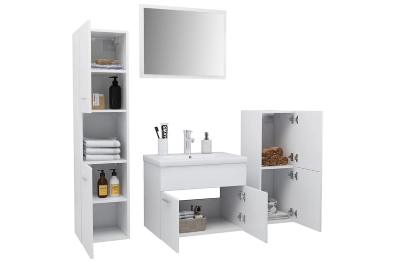 Badrumsmöbler set vit spånskiva - Vit - Hus & renovering - Kök & bad - Badrum - Badrumsmöbler & badrumsinredning - Kompletta möbelpaket badrum