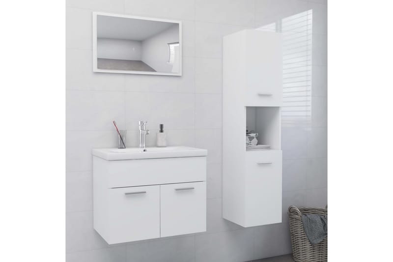 Badrumsmöbler set vit spånskiva - Vit - Hus & renovering - Kök & bad - Badrum - Badrumsmöbler & badrumsinredning - Kompletta möbelpaket badrum