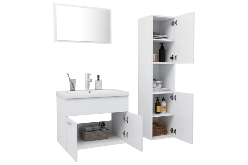 Badrumsmöbler set vit spånskiva - Vit - Kompletta möbelpaket badrum