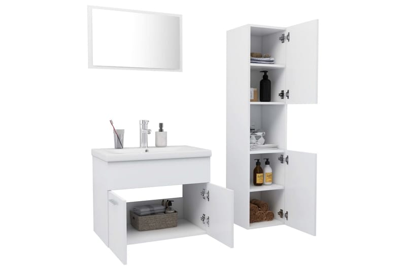 Badrumsmöbler set vit spånskiva - Vit - Hus & renovering - Kök & bad - Badrum - Badrumsmöbler & badrumsinredning - Kompletta möbelpaket badrum