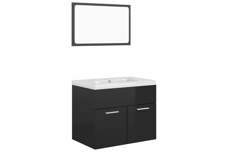 Badrumsmöbler svart högglans spånskiva - Svart - Hus & renovering - Kök & bad - Badrum - Badrumsmöbler & badrumsinredning - Kompletta möbelpaket badrum