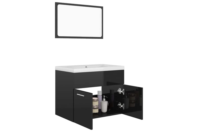 Badrumsmöbler svart högglans spånskiva - Svart - Hus & renovering - Kök & bad - Badrum - Badrumsmöbler & badrumsinredning - Kompletta möbelpaket badrum
