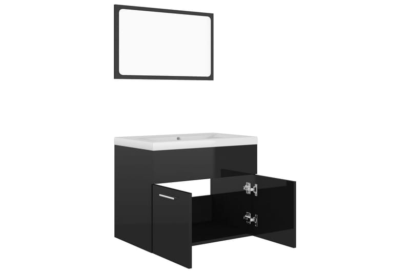 Badrumsmöbler svart högglans spånskiva - Svart - Hus & renovering - Kök & bad - Badrum - Badrumsmöbler & badrumsinredning - Kompletta möbelpaket badrum